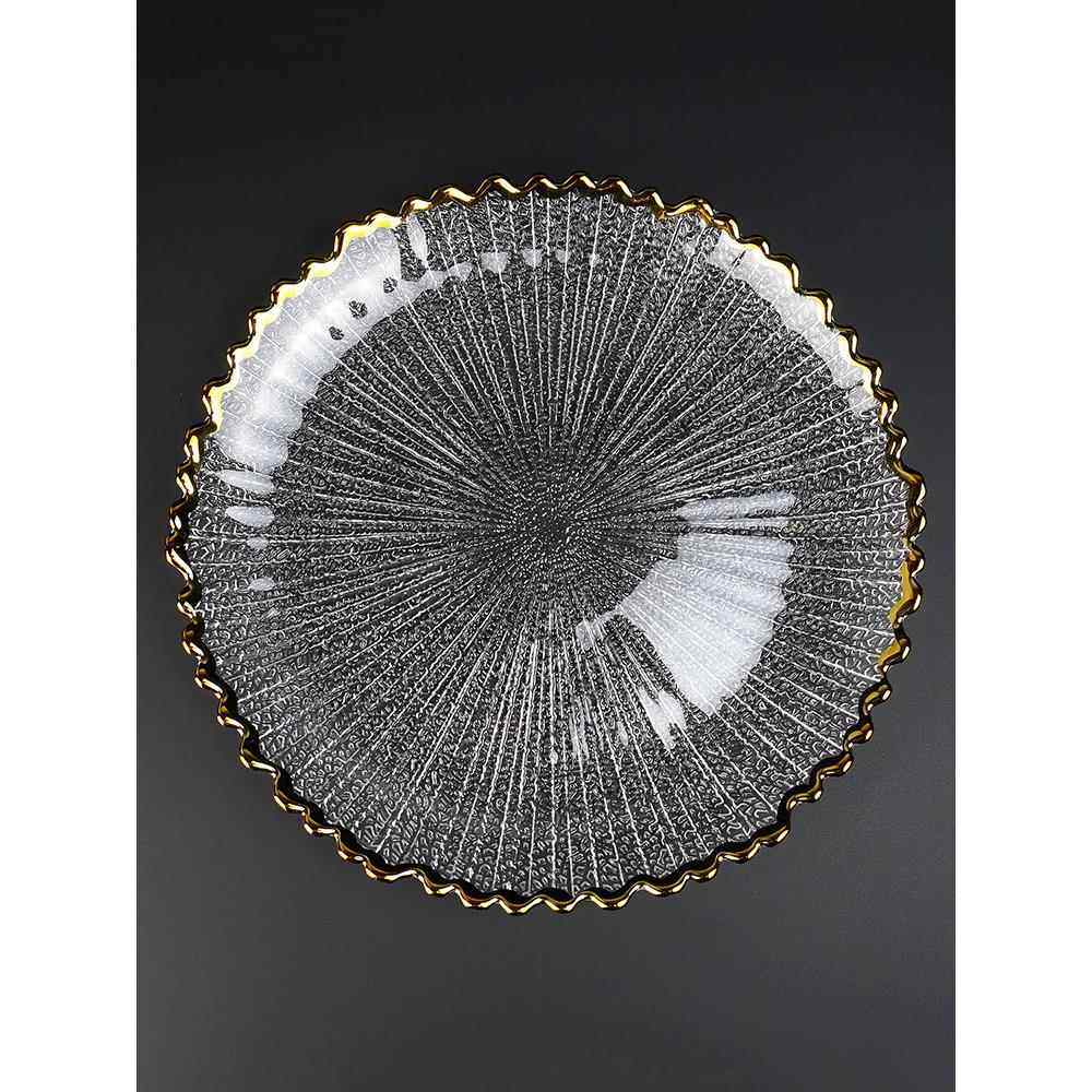 金边透明玻璃果盘羽毛盘沙拉水果盘干果小吃碟创意无铅水晶玻璃,餐饮具,果盆/果盘/果篮,淘宝优惠券,粉丝福利购,淘宝优惠卷