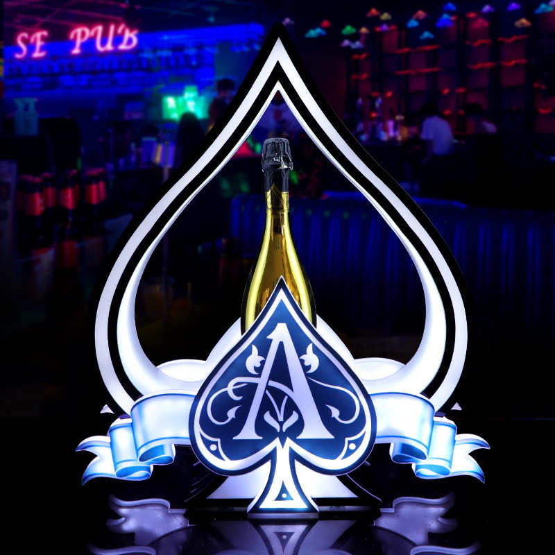 酒吧发光酒座黑桃皇后酒座LED出酒道具KTV酒托红酒洋酒香槟展示架