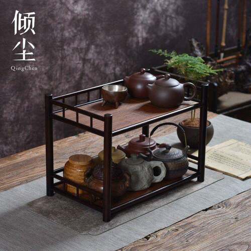 【席面年华深色】二层杯架壶架中式博古架茶具茶壶展示收纳层架置