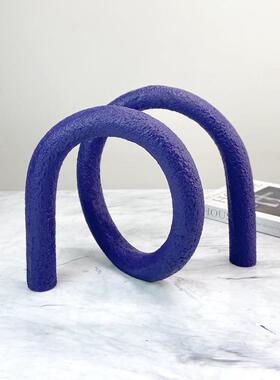 现代板简约ZKA北欧极简房几楼何喷砂绳结摆件样房售处书客厅软装