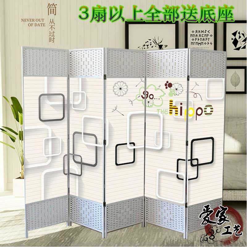 现代欧式木制折叠屏风环保可定制 卧室客厅玄关用松木油画布材质