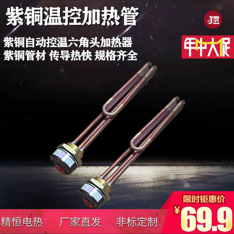 DN32一寸二42mm电热水器可调温加热管 带温控电热管控温加热器棒