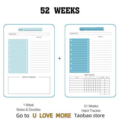 A5 Agenda Planner Notebook Diary Weekly Planner 52 Week Goal