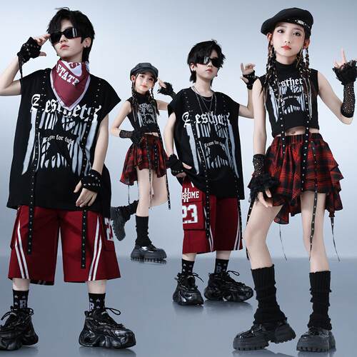六一儿童街舞潮服男童嘻哈hiphop幼儿架子鼓服装女生爵士舞演出服