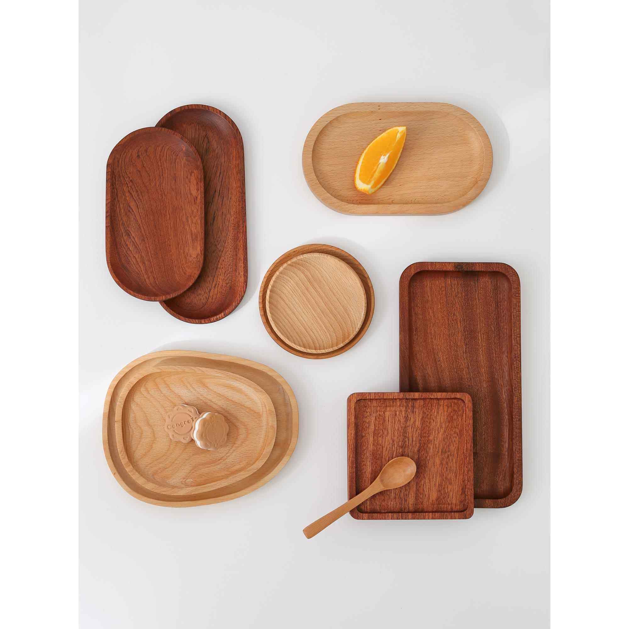 ins风木质托盘圆形木盘子杯垫椭圆果盘咖啡小木碟牛奶点心摆拍盘