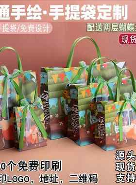 儿童卡通小动物礼品袋幼儿园生日派对联欢会手提袋伴手礼袋纸袋子