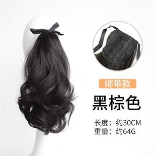 高档马尾假发抓夹卷微发短马尾女自卷然彷真发绑带式马高马尾可扎