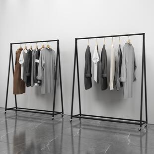 加粗铁艺服装店展示挂衣架落地式带轮可移动龙门架家用服装架定制