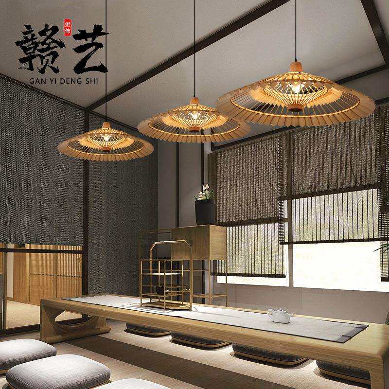 中式仿古实木吊灯创意中国风古典雨伞灯餐厅酒楼茶楼复古木艺吊灯