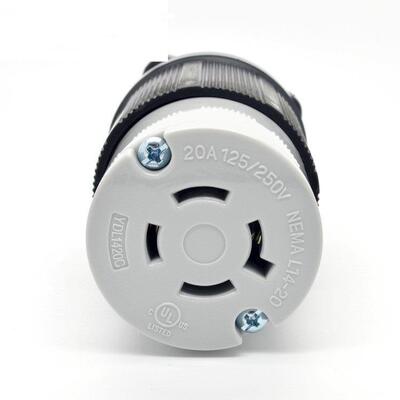 美规四孔母座20A250VLK-7431美国工业插座大电流连接器对插式母座
