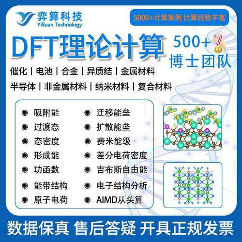 DFT理论计算 性原理计算 VASP MS CP2K 高斯模拟计算 DFT代算