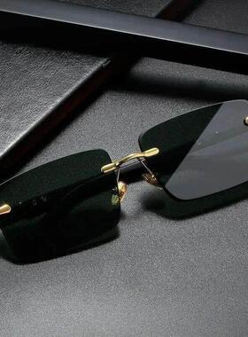 Retro Sunglasses Men Brand Designer Fashion Rimless Sun Glas