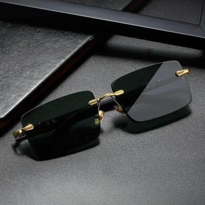 Retro Sunglasses Men Brand Designer Fashion Rimless Sun Glas