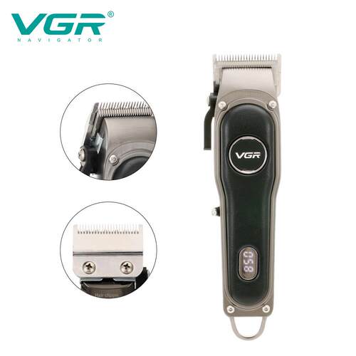 VGR673新款理发器金属皮革液晶数显推子 家用发廊理发 油头剪发器