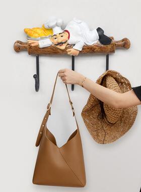 美式创意免打孔厨师挂钩墙上钥匙玄关挂钩挂架复古墙壁置物架壁挂