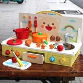 正品 家儿童厨仿真厨具套男家女孩玩房具 木制煤气灶台做饭早教过装