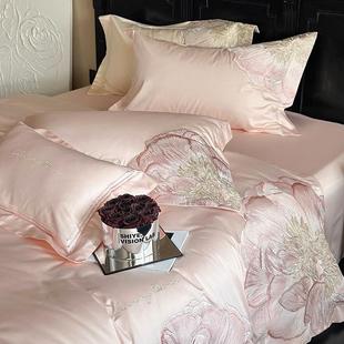 202国5新款中风长丝绒上棉床单四件套L2纯棉全棉刺绣轻奢天床用品