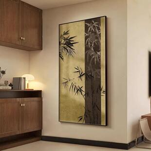 复古入户进门玄关装 竹子中古风走廊过道尽头客厅挂画 饰画新中式