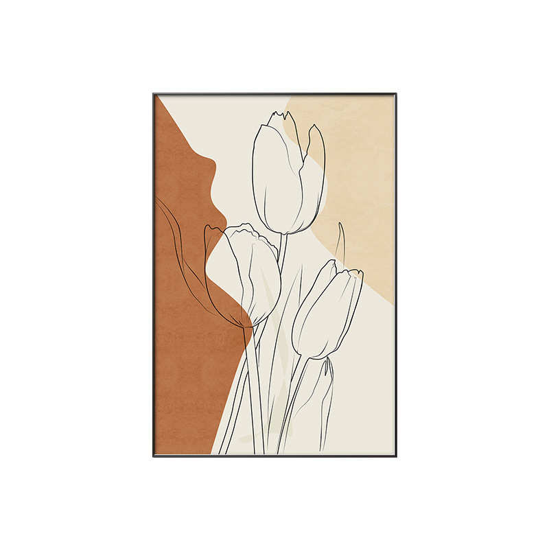 定制现代简约客厅装饰画沙发背景墙落地画抽象花卉线条高级感玄关