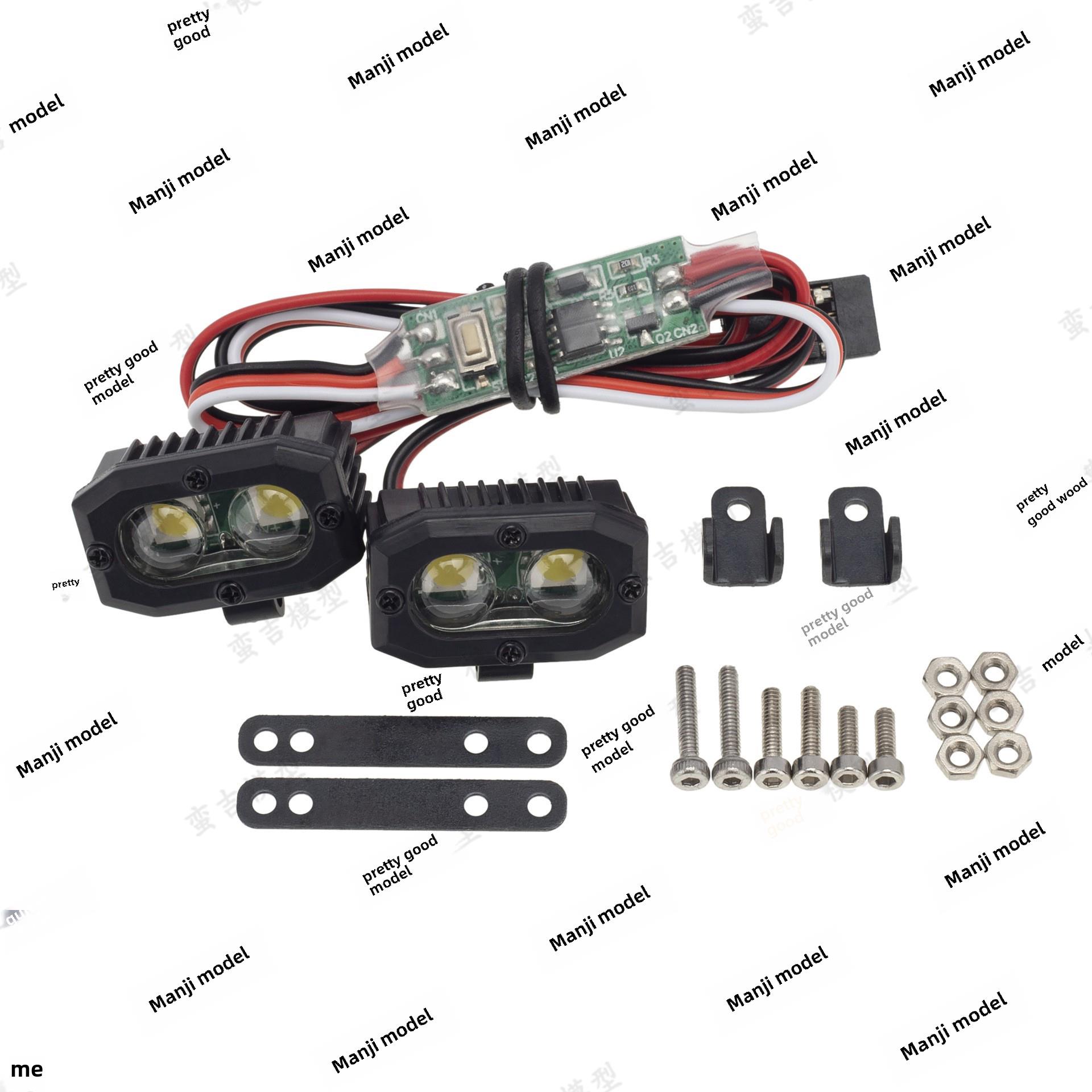 RC保险杠灯射双LED 5050灯方型适用1：10 RC攀爬TRX4 SCX10 90046