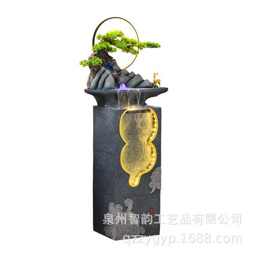 中式假山喷泉流水摆件招财客厅电视柜边办公室阳台别墅家居装饰品