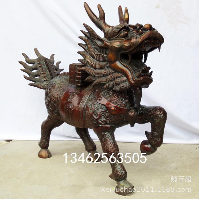 纯铜大号铜麒麟一对铜托宝麒麟仿古麒麟开业礼品家居客厅装饰品