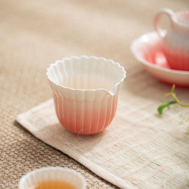 弥言西瓜红公EWN道茶茶杯陶瓷菊瓣分茶器渐变匀杯功海夫茶具道零
