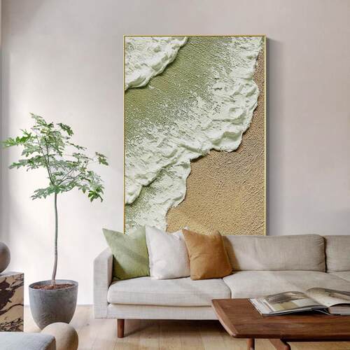 北欧奶油风客厅装饰画沙发背景墙抽象海浪挂画餐厅卧室艺术壁画