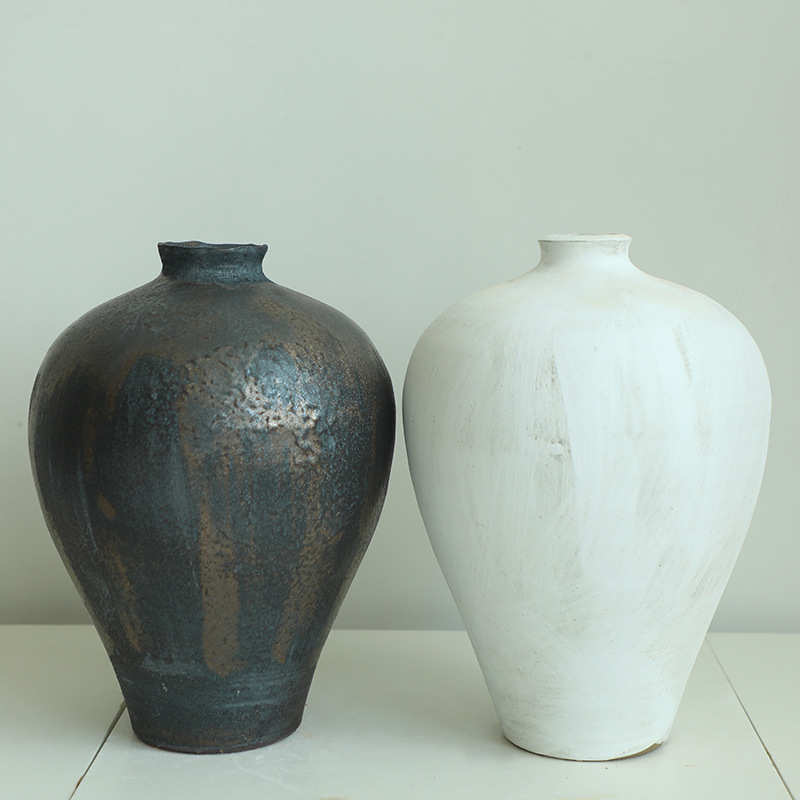 纯手工寂源头器摆件陶艺茶工厂日式茶风花瓶空间侘花道具景德镇