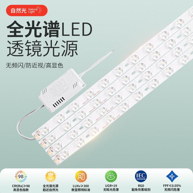 全光谱LED灯条客厅吸顶灯替换灯芯智能磁吸灯盘家用三色护眼光源