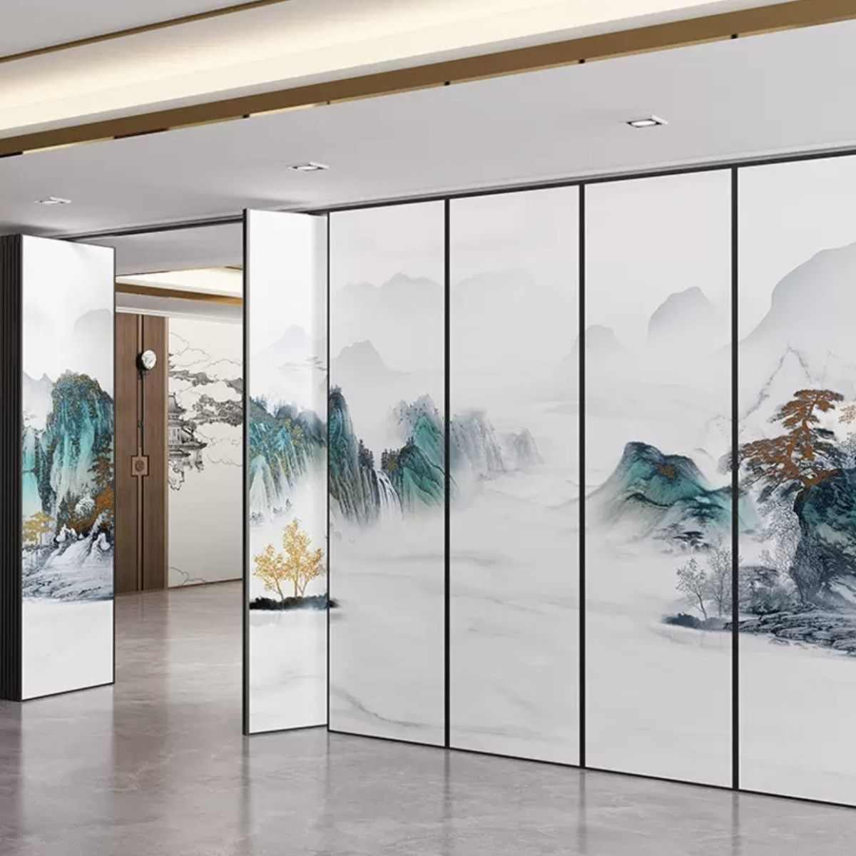 酒店隔断墙包间活动隔断饭店包厢隔音吊轨移门宴会厅移动折叠门