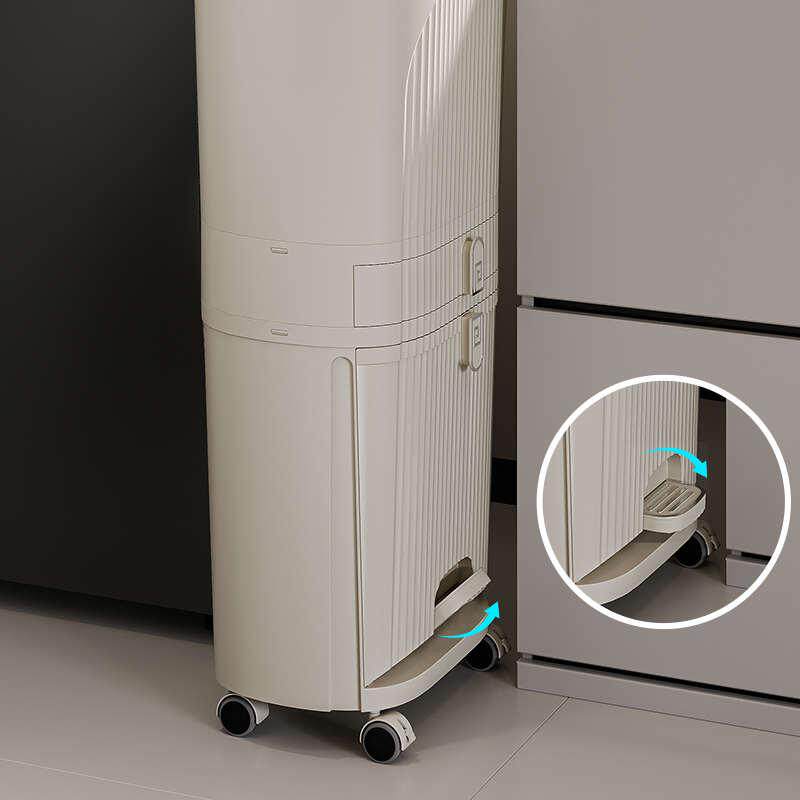 垃圾桶厨房高款可移动家用大容量带盖免弯腰卫生桶滑盖日式置物架