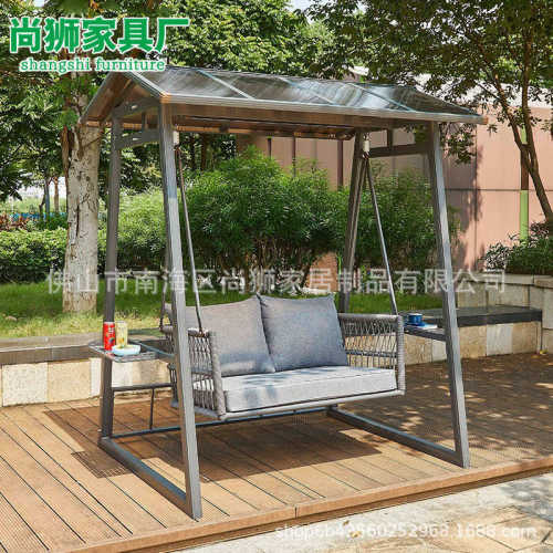 户外秋千吊椅庭院吊椅露台摇椅院子防雨三人可躺吊床室外露天吊篮