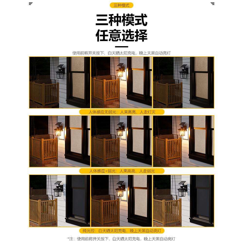 新款太阳能户外庭院灯家用室外防雨花园阳台超亮感应钨丝照明壁灯图片