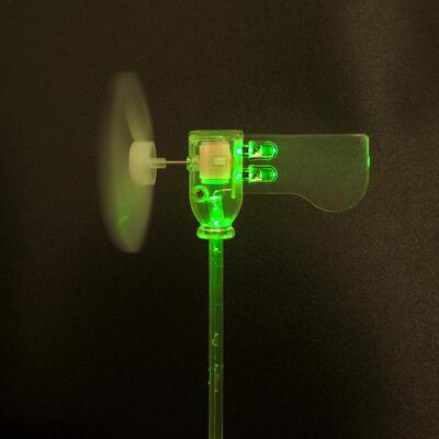 无底座绿光小型微型风力发电机LED风车风能动力迷你发电示例模型