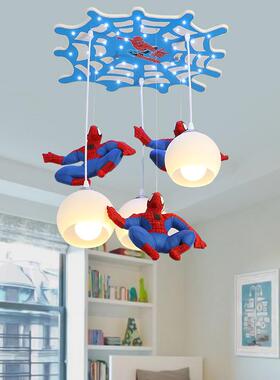 创意蜘蛛侠儿房童吊灯卡幼儿园吸顶灯饰小男孩632卧室眼l通ed护灯