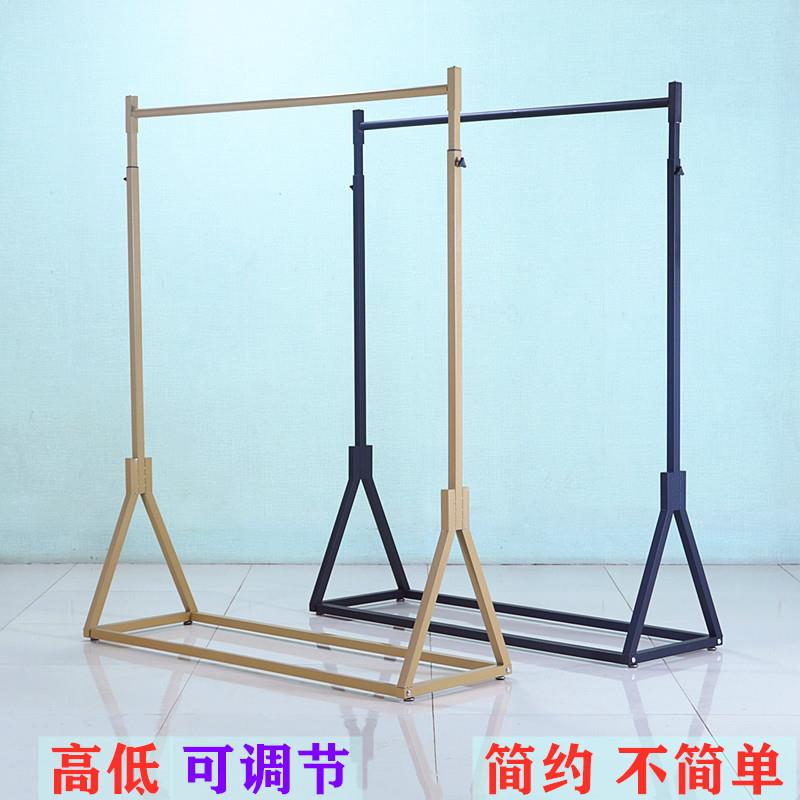 服装店展示架落地式挂衣架高低升降单杠女装挂衣陈列架子侧挂货架