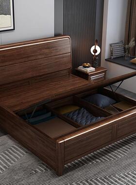 现新中式1YQU米全实木简床榫卯结5构主卧2025年新款代约主卧床加