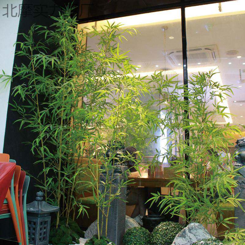 竹子隔断挡墙假竹子植物室内竹叶装饰竹子造景绿植景
