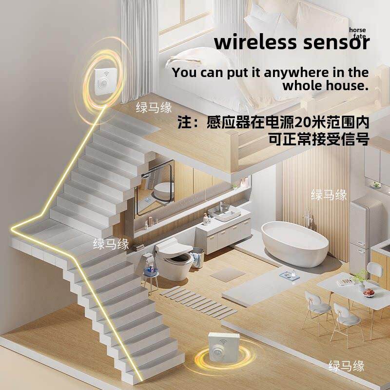 免布线智能扶手楼梯无线感应灯带走道天花吊顶无光斑感应线条灯条