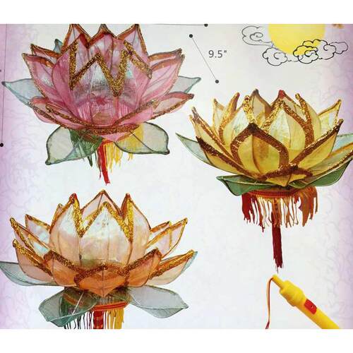 中秋节灯笼传统手工花灯酒店商场装饰荷花铁艺闪金沙布寺庙莲花灯