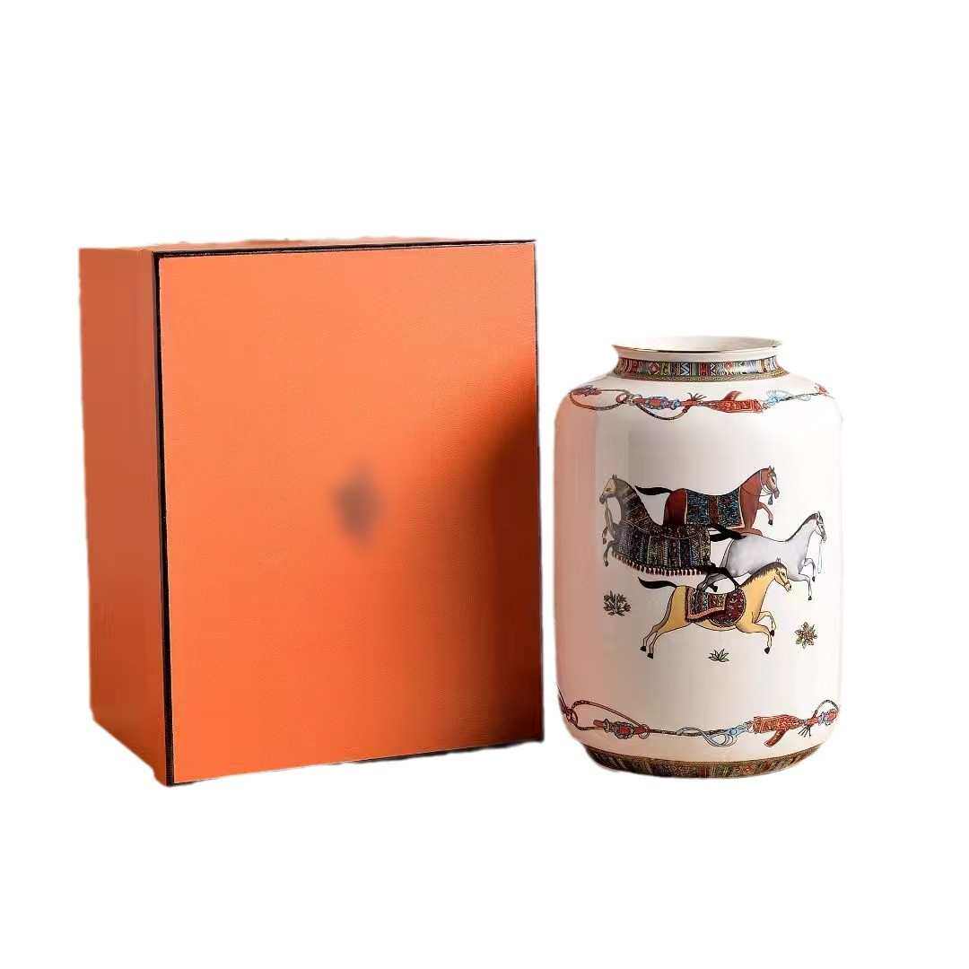 欧式轻奢复古爱马家热带雨林系列创意陶瓷花瓶摆件桌面玄关花瓶,家居饰品,花瓶,淘宝优惠券,粉丝福利购,淘宝优惠卷