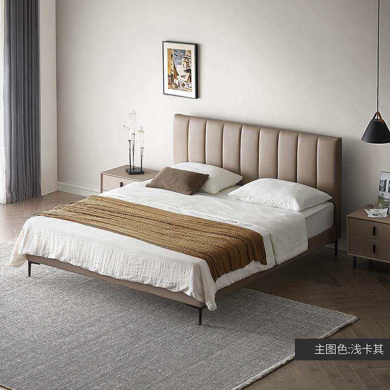 北欧皮床双人床意式软床现代简约实木小户型主卧室婚床储物网红床