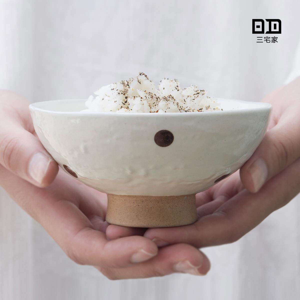 出口日本粗陶碗 手工日式高脚碗米饭碗 日式手工粗陶碗甜点碗圆形