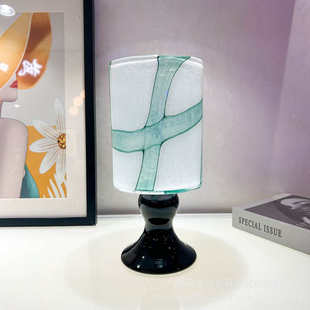 样板间客厅餐桌宿感民花瓶酒店高脚插花古风琉璃中灯台手工器高级