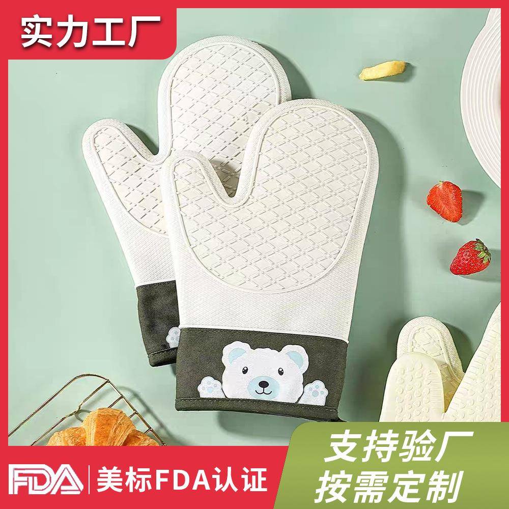 微波炉手套隔热防滑硅胶加厚耐高温烤箱专用防烫手套可爱厨房烘焙