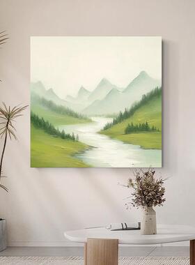 山水风景纯手绘油画大芬村客厅玄关肌理感装饰画餐厅卧室墙壁挂画