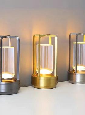 金色黑色银色十字台灯按钮触摸US充电装饰台灯创意酒吧台露营床头