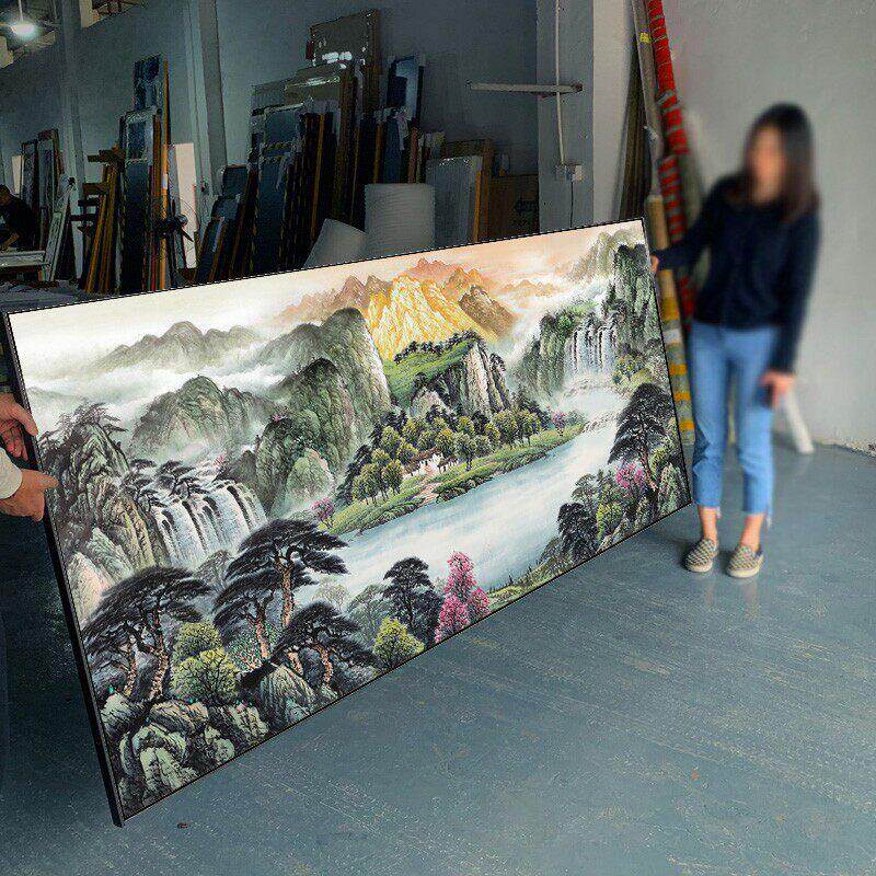 金山聚宝盆办公室字画装饰风景山水客厅挂画国画沙发背景墙画壁画