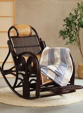 藤椅人摇摇椅懒用人可躺睡阳台FMF休天然真藤闲躺椅家椅老藤编逍